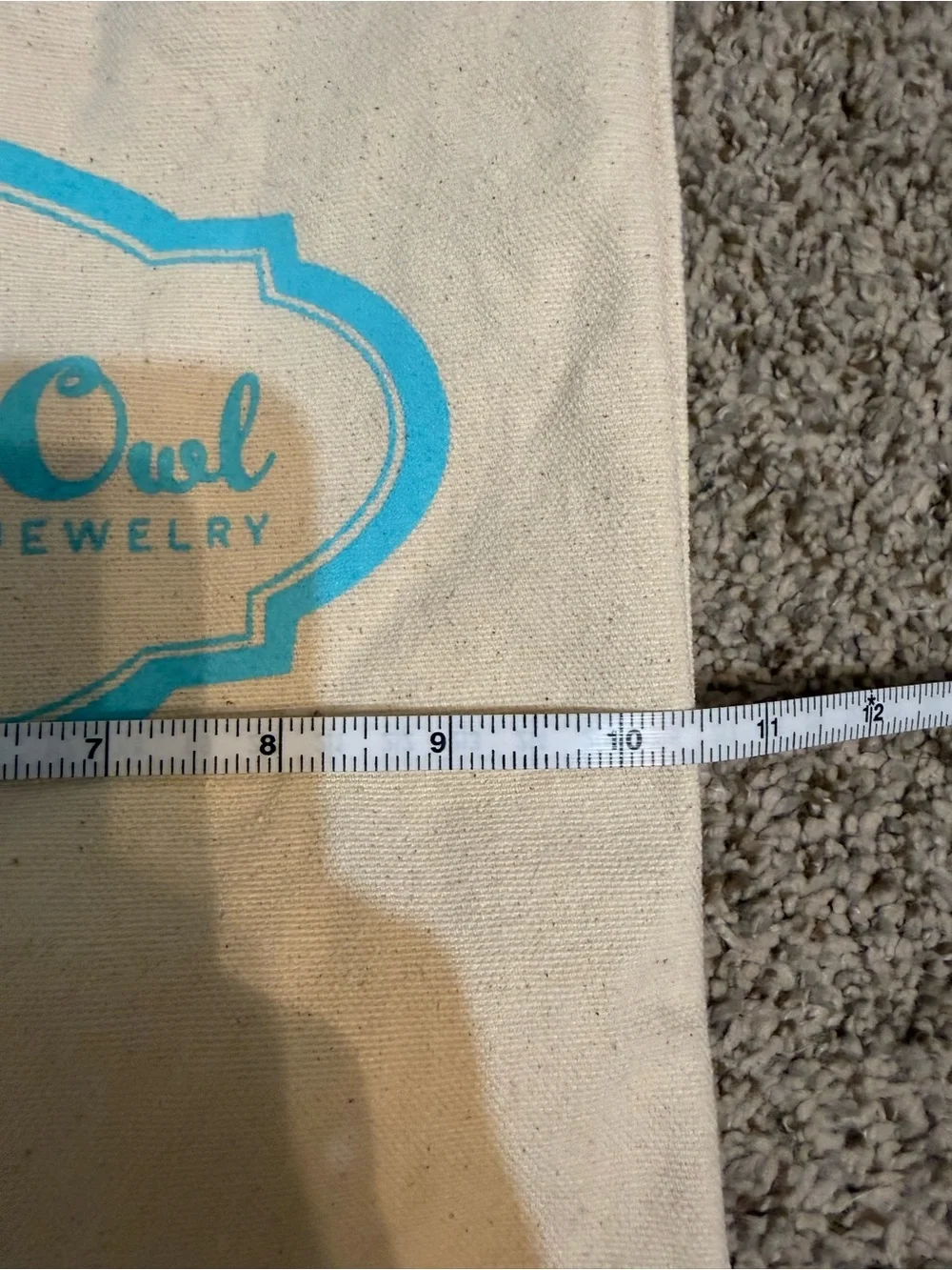 Origami Owl Cream Canvas Tote with Blue Logo Accent